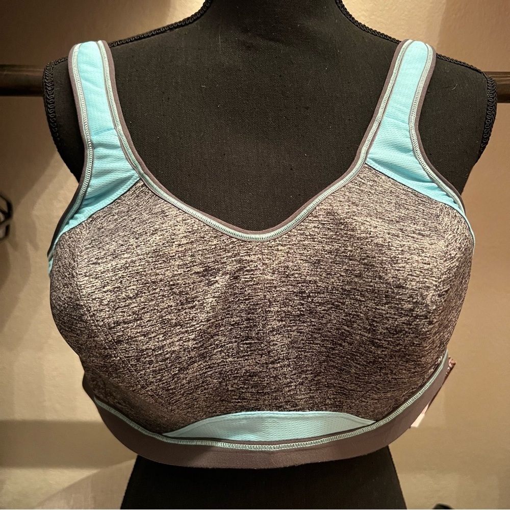Freya Gray and Blue Sports Bra with Racerback Design